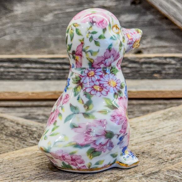 1980 Vintage Nantucket Chintz Porcelain Duck Figurine w/ Gold Accents, 3.5”H - Picture 5 of 10